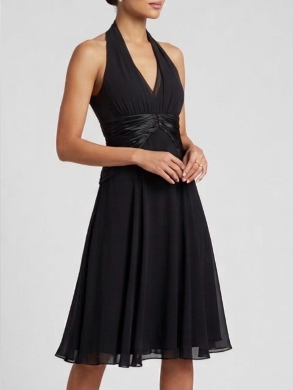 Maggy London Black Halter Midi Dress